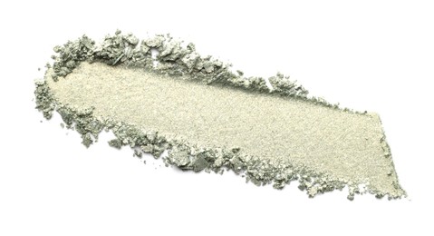 Photo of Sample of beautiful eyeshadow isolated on white, top view