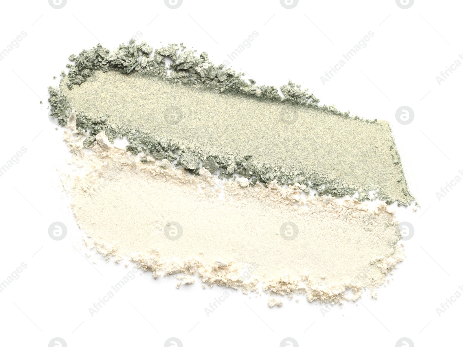 Samples of beautiful eyeshadows isolated on white, top view Photo of Samples of beautiful eyeshadows isolated on white, top view