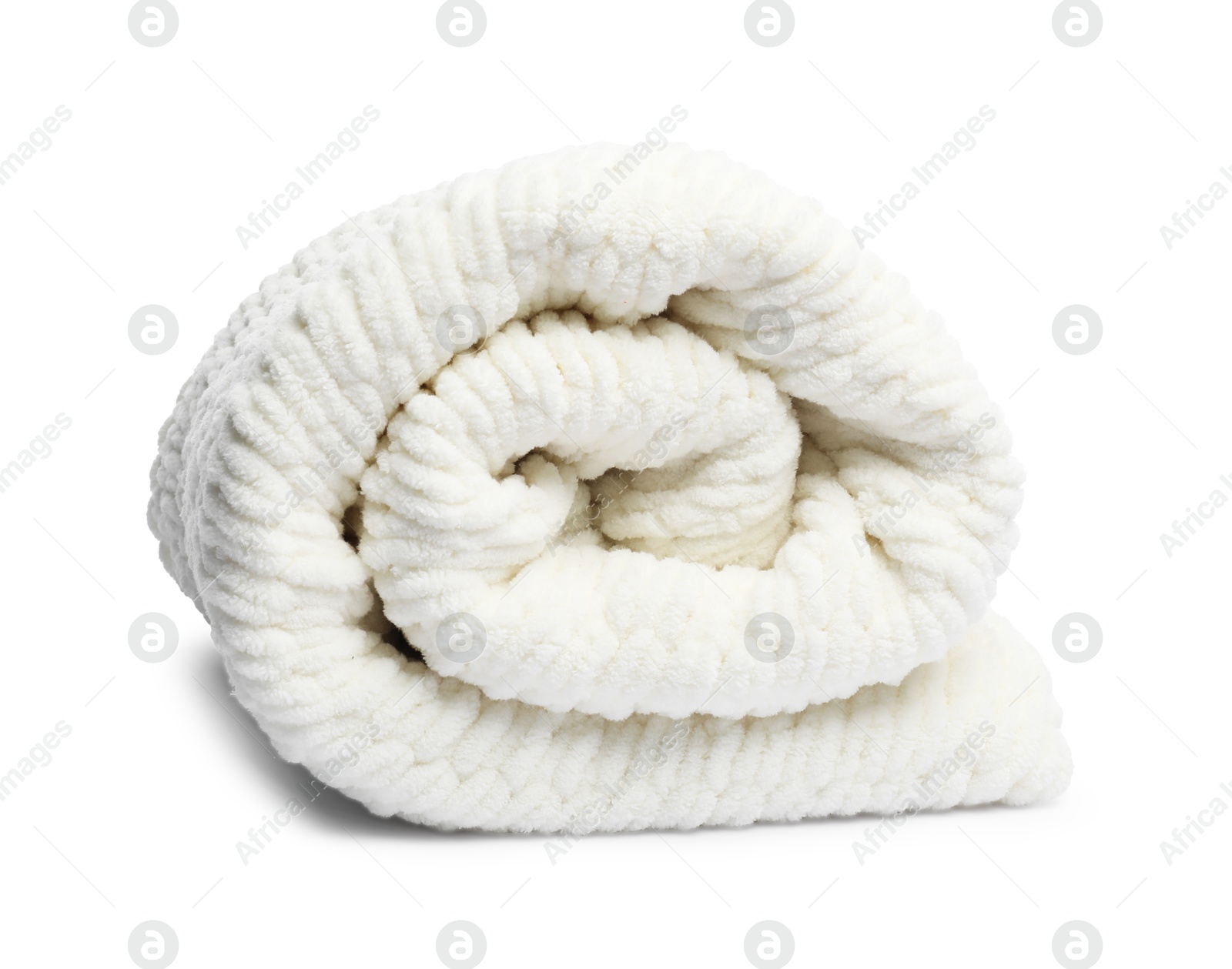 One folded woolen blanket isolated on white Photo of One folded woolen blanket isolated on white