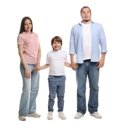 Photo of Portrait of lovely family on white background
