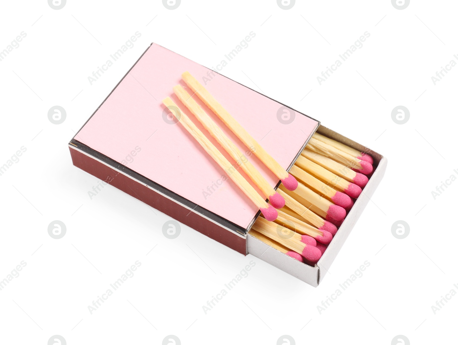 Matches and pink box isolated on white Photo of Matches and pink box isolated on white