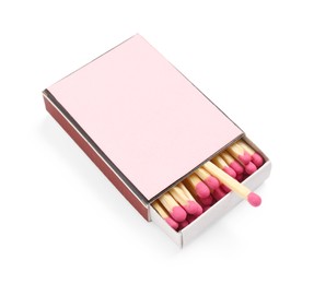 Photo of Matches in box isolated on white. Mockup for design