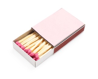 Photo of Matches in box isolated on white. Mockup for design