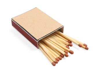Photo of Matches in box isolated on white. Mockup for design