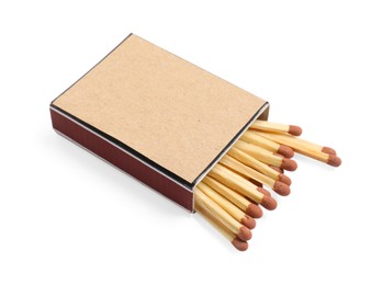 Photo of Matches in box isolated on white. Mockup for design