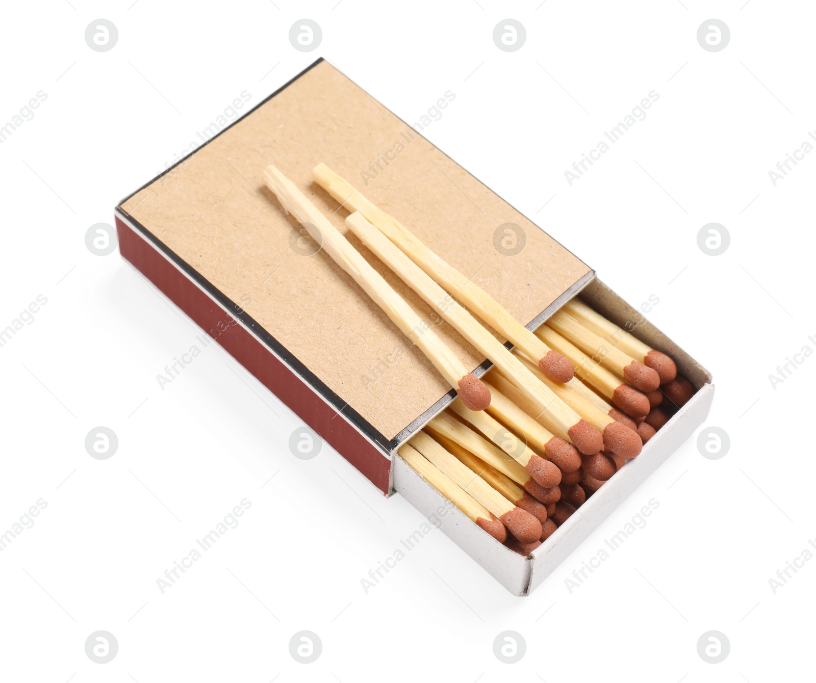 Matches with brown heads and box isolated on white Photo of Matches with brown heads and box isolated on white