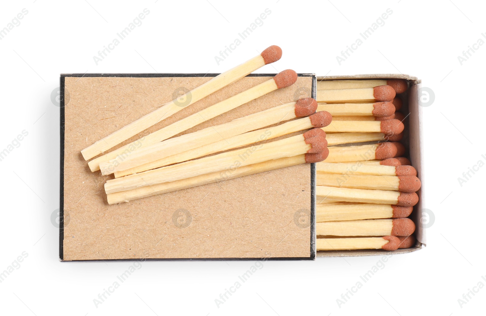 Matches and box isolated on white, top view Photo of Matches and box isolated on white, top view