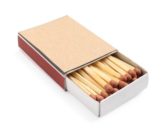 Photo of Matches in box isolated on white. Mockup for design
