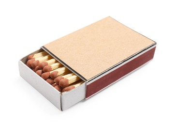 Photo of Matches in box isolated on white. Mockup for design