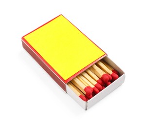 Photo of Matches in box isolated on white. Mockup for design