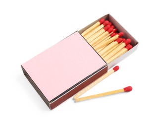 Photo of Matches and box isolated on white. Mockup for design