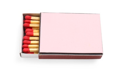 Photo of Matches in box isolated on white. Mockup for design