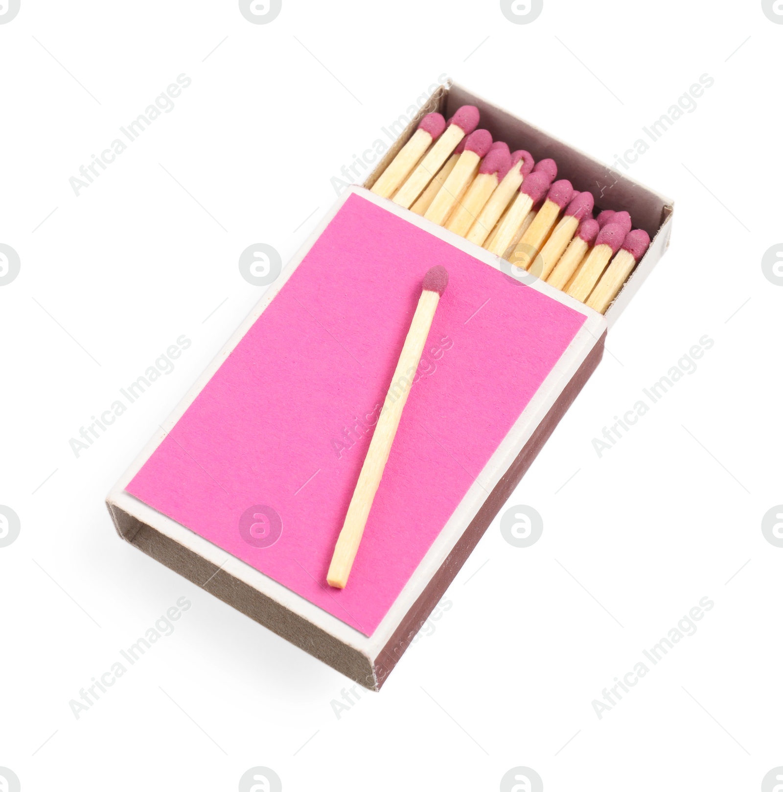 Matches and pink box isolated on white Photo of Matches and pink box isolated on white