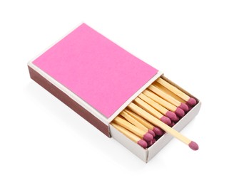 Photo of Matches in box isolated on white. Mockup for design