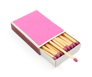 Photo of Matches in box isolated on white. Mockup for design