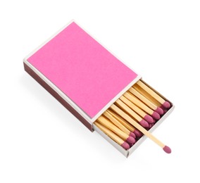 Photo of Matches in box isolated on white, above view. Mockup for design