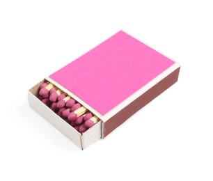 Photo of Matches in box isolated on white. Mockup for design