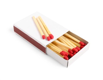 Photo of Matches with red heads in box isolated on white