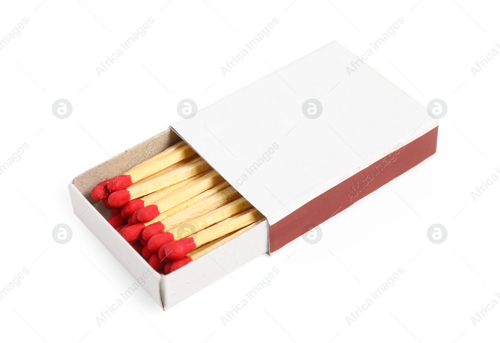 Photo of Matches in box isolated on white. Mockup for design