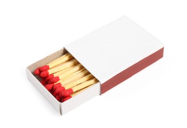 Photo of Matches in box isolated on white. Mockup for design