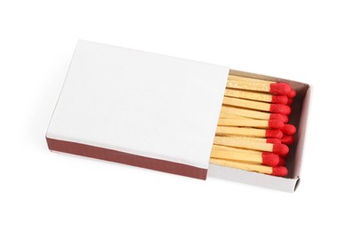 Photo of Matches in box isolated on white. Mockup for design