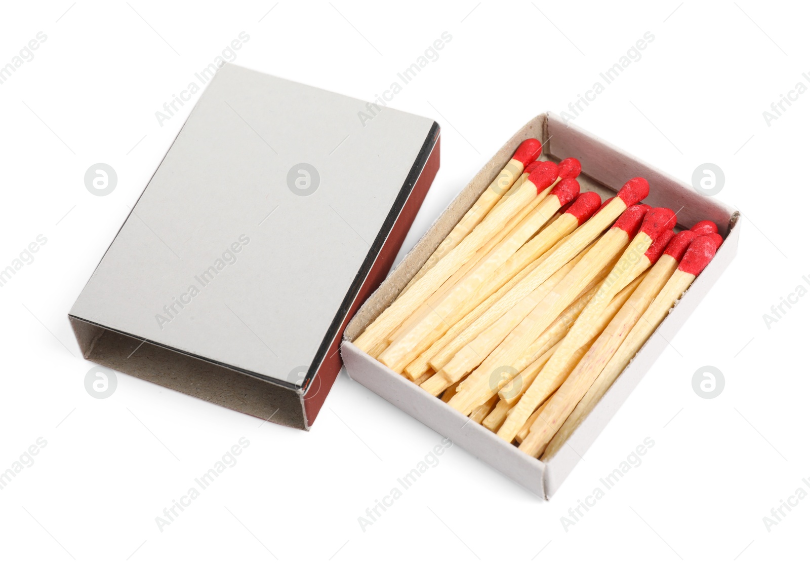 Matches in box isolated on white. Mockup for design Photo of Matches in box isolated on white. Mockup for design