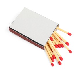 Photo of Matches in box isolated on white. Mockup for design