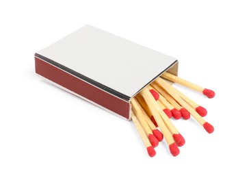 Photo of Matches in box isolated on white. Mockup for design