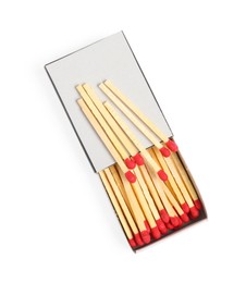 Photo of Matches and box isolated on white, top view