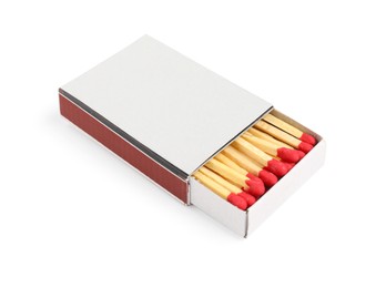 Photo of Matches in box isolated on white. Mockup for design