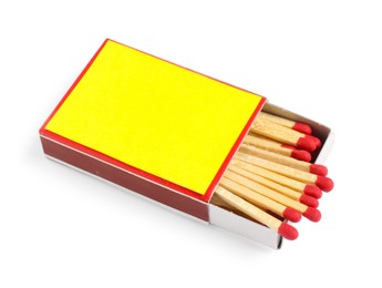 Photo of Matches in box isolated on white. Mockup for design
