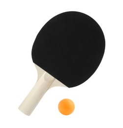 Image of Ping pong racket and ball isolated on white