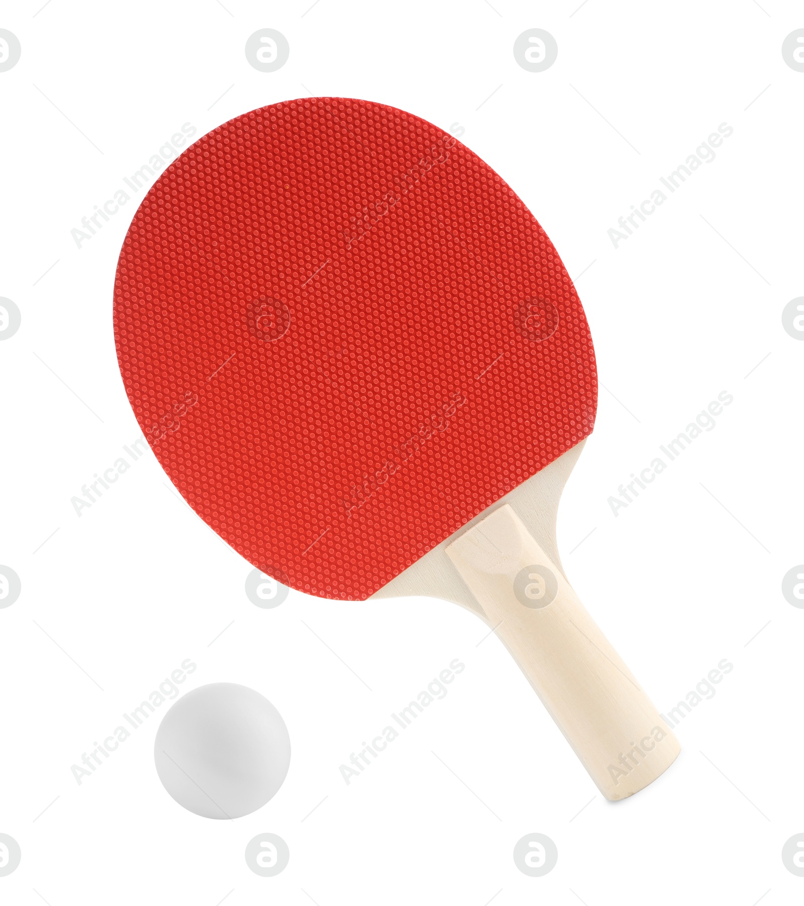 Image of Ping pong racket and ball isolated on white