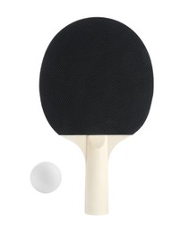 Image of Ping pong racket and ball isolated on white