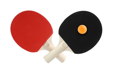 Image of Ping pong rackets and ball isolated on white