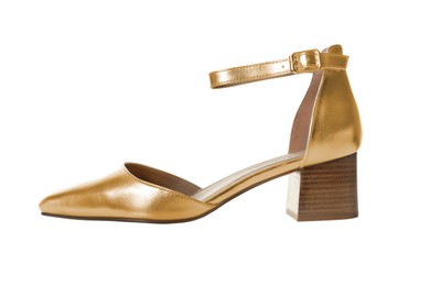 Image of One stylish high heeled shoe on white background