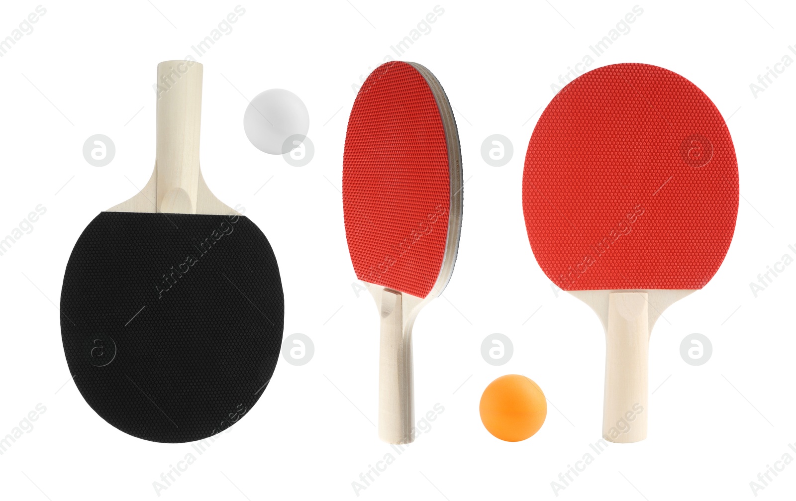 Ping pong rackets and balls isolated on white, set Image of Ping pong rackets and balls isolated on white, set
