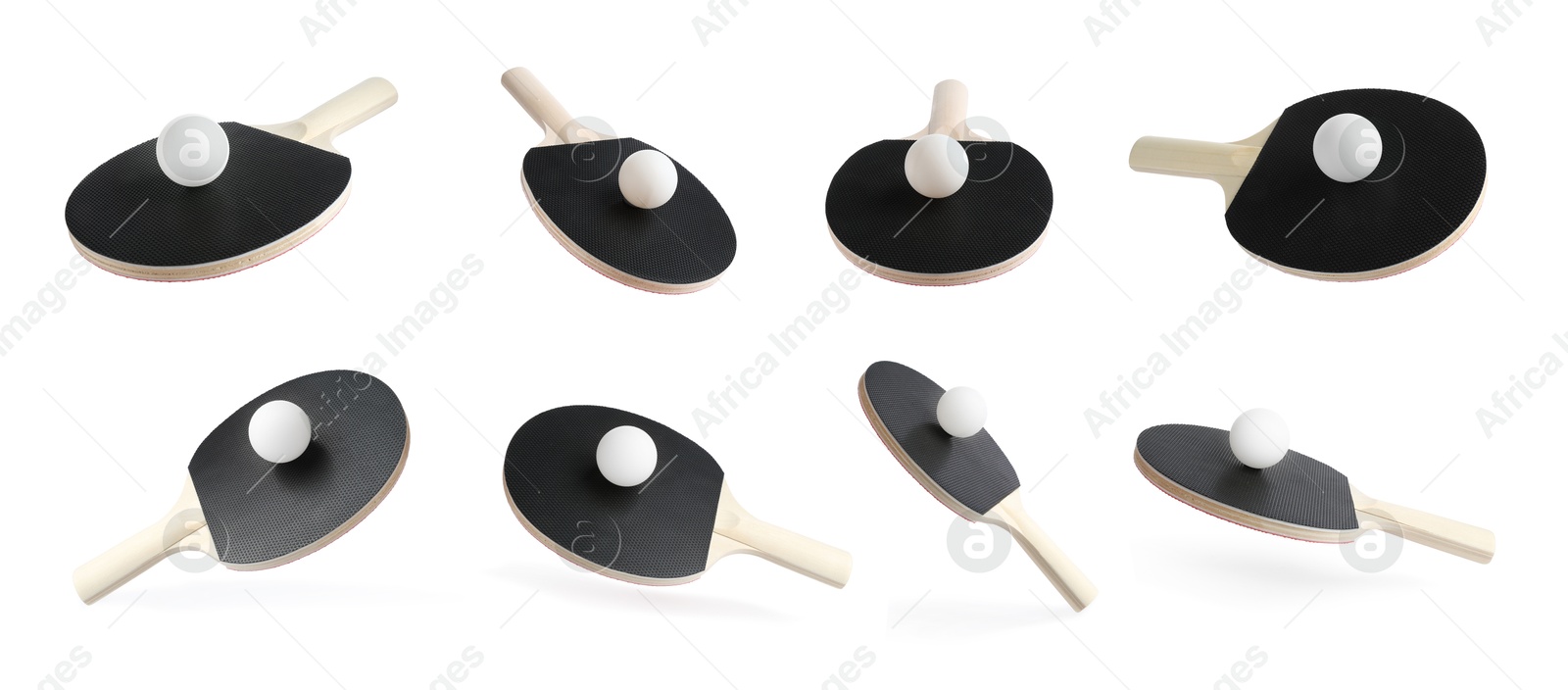 Ping pong racket and ball isolated on white, set Image of Ping pong racket and ball isolated on white, set