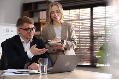 Photo of Marketing. Businesspeople working together in office, space for text
