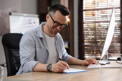 Photo of Marketing. Man working at desk in office