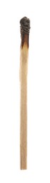 Photo of One burnt match isolated on white. Tool for starting fire
