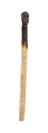 Photo of One burnt match isolated on white. Tool for starting fire