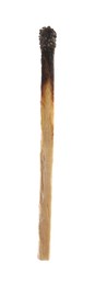 Photo of One burnt match isolated on white. Tool for starting fire