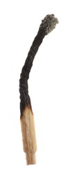 Photo of One burnt match isolated on white. Tool for starting fire