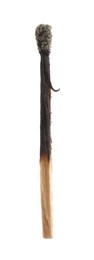 Photo of One burnt match isolated on white. Tool for starting fire