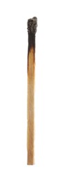 Photo of One burnt match isolated on white. Tool for starting fire