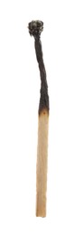 Photo of One burnt match isolated on white. Tool for starting fire
