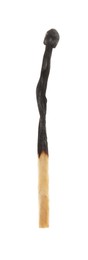 Photo of One burnt match isolated on white. Tool for starting fire
