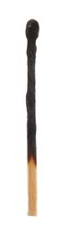 Photo of One burnt match isolated on white. Tool for starting fire