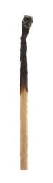 Photo of One burnt match isolated on white. Tool for starting fire
